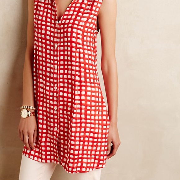 Anthropologie 11 1 Tylho Percy Tunic Top - Red - Picture 2 of 8